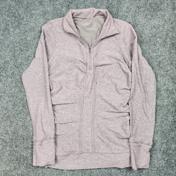 Lululemon Jacket Womens 10 Purple Heathered Ruffle Back Full Zip Athletic Yoga - Picture 1 of 8